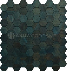 Decopaneel 60 cm x 60 cm Walnoot hout - Snowdrop Cadet Blue - 3D Wandpaneel - Wanddeco