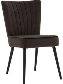 Goossens Eetkamerstoel Rob bruin velvet stof leuning, urban industrieel