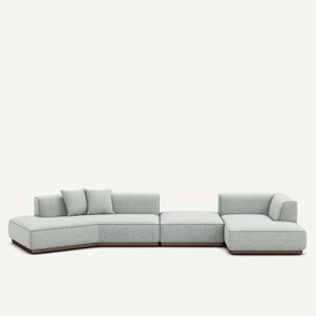 Rechte open hoekbank met voetsteun van gevlekt canvas, JACOPO