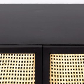 Japandi Kast Zwart Met Rotan - 70x38x145cm.