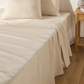 Plat laken in gewassen katoen/linnen, Marnie