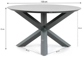 Tuinset Ronde Tuintafel 4 personen 130 cm Aluminium/rope Taupe  Lifestyle Garden Furniture Verona/Orino