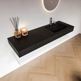 Zaro Alan badmeubel 140cm met planchet talc en vrijhangende wastafel cloud rechts 1 kraangat urban