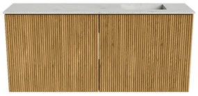 Mondiaz Joya DLux 90cm toiletmeubel oak met wastafel faye rechts zonder kraangat opalo