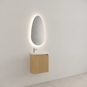 Gliss Design Timotheus toiletmeubel met ribbelfront 40cm pure met glans witte fontein