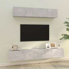 vidaXL 4-delige Tv-meubelset bewerkt hout betongrijs