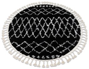 Tapijt BERBER ETHNIC G3802 ROND zwart / witrand ,  Barber , marokkaanse shaggy
