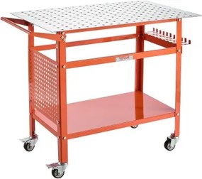 VEVOR Lastafel, 1016x609,6x914,4 mm laswerkbank met 362 kg statisch draagvermogen, montagetafel met 4 wielen (2 met remmen), dubbellaags opbergoppervlak en 5/8-inch bevestigingsgaten