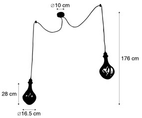 Hanglamp zwart 2-lichts incl. LED spiegel goud dimmable - Cava Modern Minimalistisch rond Binnenverlichting Lamp