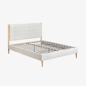 Samira Gestoffeerd Bed Stof Gebroken Wit & 135 X 200 Cm - Sklum