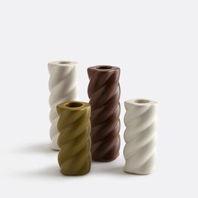 Gedraaide keramische kandelaar H12,5 cm Vavy