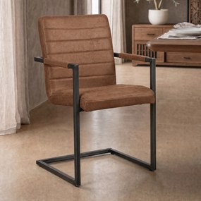 Stoere Eetkamerstoel Industrieel Bull Brown