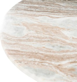 Marmere Bijzettafel Met Hout - 52 X 52cm.