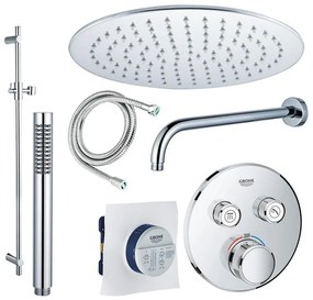 GROHE Grohtherm Regendoucheset opbouw - hoofddouche 25 cm - 2 functies - handdouche staaf 1 stand - wandarm - glijstang 90 cm - chroom sw105953 SW104917  SW720552 SW496810 SW767373 SW76