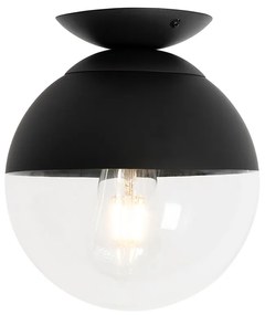 Retro plafondlamp zwart met helder glas - Eclipse Retro E27 bol / globe / rond Binnenverlichting Lamp