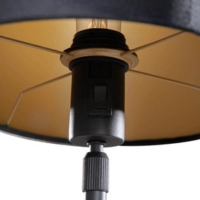 Tafellamp zwart met ovale velours kap zwart 35cm - Parte Modern, Klassiek / Antiek E27 rond Binnenverlichting Lamp