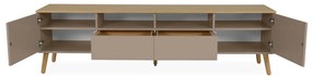 Tenzo Dot Taupe Tv-meubel Met Eiken - 192x43x54cm.