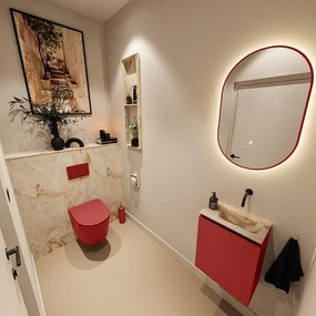 MONDIAZ TURE-DLUX 40cm toiletmeubel Fire. EDEN wastafel Frappe positie rechts. Zonder kraangat. TUREDX40FIRR0FRA