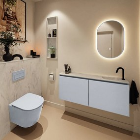 Mondiaz Ture DLux toiletmeubel 120cm clay met wastafel opalo rechts met kraangat