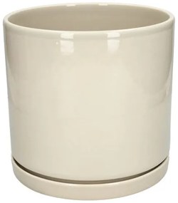 Bloempot met schotel, aardewerk, beige,Ø21 x 20 cm