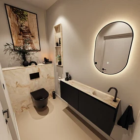 Mondiaz Ture DLux toiletmeubel 120cm urban met wastafel frappe rechts met kraangat