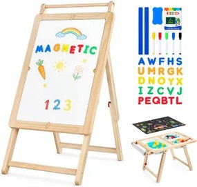 VEVOR Sensorische Tafel, 7-in-1 Kindertafel, Activiteitentafel/Schilderezel van Hout met Dubbelzijdig Schoolbord, Opbergdozen, Speelzand- & Watertafel, voor Kinderen van 3-6 Jaar