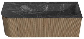 Mondiaz Kurve-dlux 125cm badmeubel ronding links dusk met 1 lade en deur en wastafel big medium rechts zonder kraangat lava