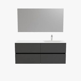 Zaro Valencia Solid Surface badmeubel 120cm mat antraciet 1 kraangat spoelbak rechts 4 lades