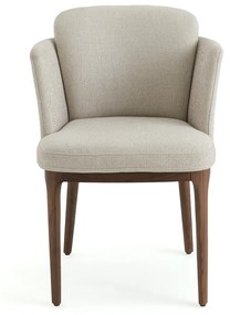 Tafelfauteuil in stof en notenhout, Jabote