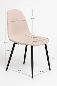 Set 4 Teok Black Stoffen Stoelen