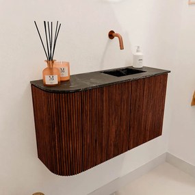 Mondiaz Joya DLux 70cm toiletmeubel ronding links ruby met wastafel faye rechts zonder kraangat lava
