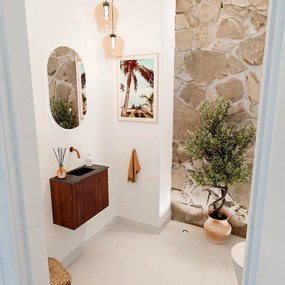 Mondiaz Joya DLux 50cm toiletmeubel ruby met wastafel faye rechts zonder kraangat lava