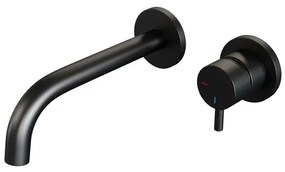 Brauer Black Edition Wastafelmengkraan inbouw - gebogen uitloop links - hendel kort smal - model B 1 - mat zwart 5-S-004-B5-65