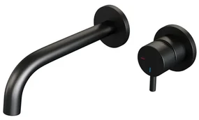 Brauer Black Edition Wastafelmengkraan inbouw - gebogen uitloop links - hendel kort smal - model B 1 - mat zwart 5-S-004-B5-65