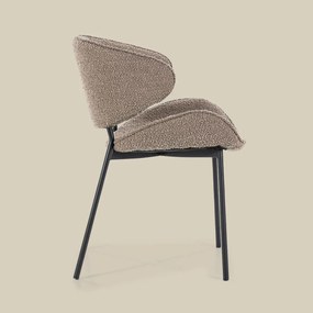 Eleonora Tess Boucle Eetkamerstoel Ronde Rug Bruin