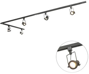 Smart railsysteem zwart 1-fase incl. 5 Wifi GU10 - Suplux Industriele / Industrie / Industrial, Modern GU10 Binnenverlichting Lamp