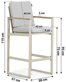 Barstoel Aluminium Taupe-naturel-bruin Lifestyle Garden Furniture Faro