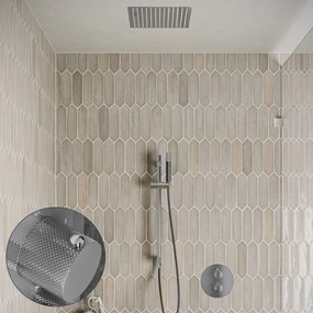 Saniclear Cube Curved Pro inbouw regendouche rond met inbouw douchekop 30x30cm, glijstang en staafhanddouche chroom