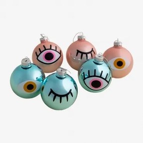 Set Van 6 Kerstballen Eyes Meerkleurig Fresh - Sklum