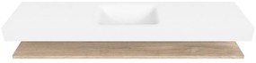 Zaro Alan badmeubel 190cm met planchet washed oak en vrijhangende wastafel cloud midden zonder kraangat talc