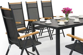 Aluminium tuinmeubelen polywood Verona Wood voor 8 personen Garden Point zwart