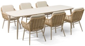 Tuinset 6 personen 240 cm Aluminium/rope Taupe Coco Antoni/Vienna
