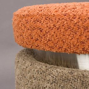 Dutchbone Sen Ronde Poef Boucle Stof Oranje