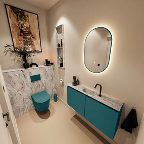 Mondiaz Ture DLux toiletmeubel 100cm smag met wastafel glace midden met kraangat