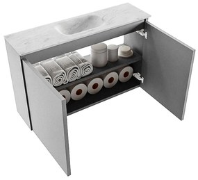 Mondiaz Ture DLux toiletmeubel 80cm plata met wastafel opalo midden met kraangat