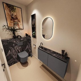 MONDIAZ TURE-DLUX 100cm toiletmeubel Dark Grey. EDEN wastafel Lava positie links. Met 1 kraangat. TUREDX100DGRL1LAV