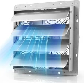 VEVOR 413 mm afzuigventilator met lamellen, industriële wandventilator, 72 W, wandventilator voor garage, kas, werkplaats, stalen behuizing, 3862 m³/h ventilatie, 1350 rpm motor, stille werking, wandmontage