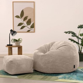 Cloudy Zitzak Corduroy + Poef - Beige