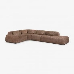 Modulaire Hoekbank Van 4 Delen Met Rechter Divan In Vacuüm Verpakte Chenille Merida Chenille Karamelbruin - Sklum