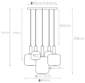 Lucide Joanet hanglamp 66cm 5x E27 zwart